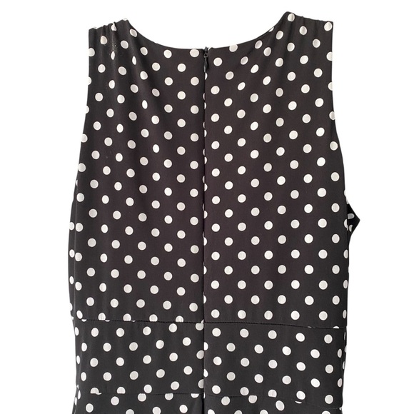 LIZ CLAIBORNE Women's size 10 Black White Polka dot Sleeveless A-Line Midi Dress - Picture 6 of 8